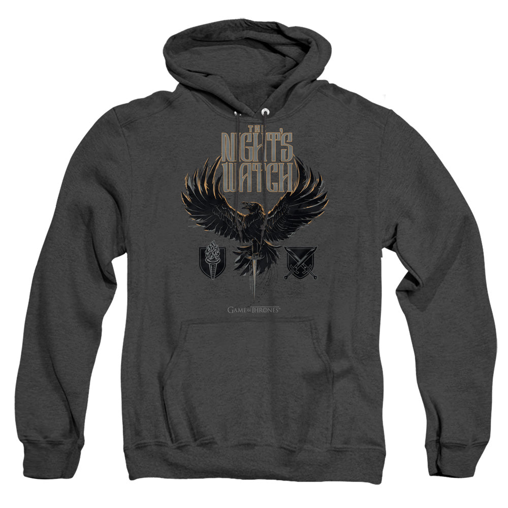 AN OFFCIALLY LICENSED GAME OF THRONES THE NIGHTS WATCH ADULT UNISEX HEATHER PULLOVER HOODIE BLACK