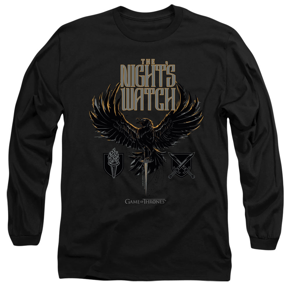 AN OFFCIALLY LICENSED GAME OF THRONES THE NIGHTS WATCH MEN'S LONG SLEEVE T-SHIRT BLACK
