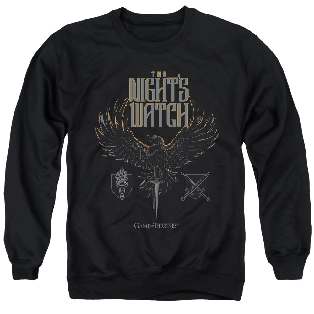 AN OFFCIALLY LICENSED GAME OF THRONES THE NIGHTS WATCH ADULT UNISEX CREWNECK SWEATSHIRT BLACK