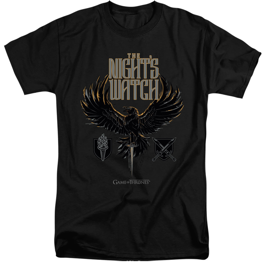 AN OFFCIALLY LICENSED GAME OF THRONES THE NIGHTS WATCH MEN'S TALL FIT T-SHIRT BLACK