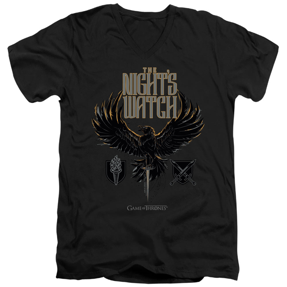 AN OFFCIALLY LICENSED GAME OF THRONES THE NIGHTS WATCH MEN'S V-NECK T-SHIRT BLACK