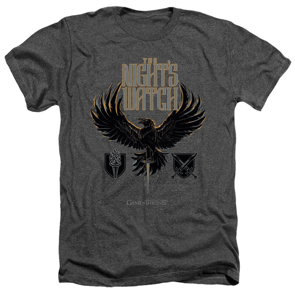 AN OFFCIALLY LICENSED GAME OF THRONES THE NIGHTS WATCH MEN'S HEATHER T-SHIRT CHARCOAL