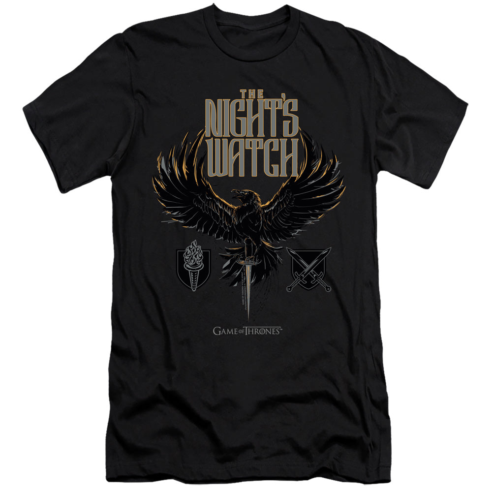 AN OFFCIALLY LICENSED GAME OF THRONES THE NIGHTS WATCH MEN'S PREMIUM SLIM FIT T-SHIRT BLACK