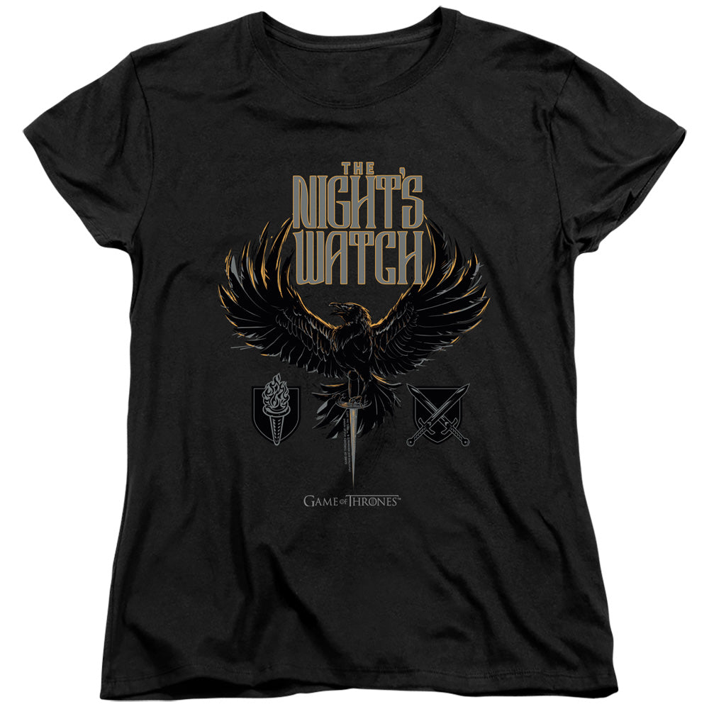 AN OFFCIALLY LICENSED GAME OF THRONES THE NIGHTS WATCH WOMEN'S REGULAR FIT T-SHIRT BLACK