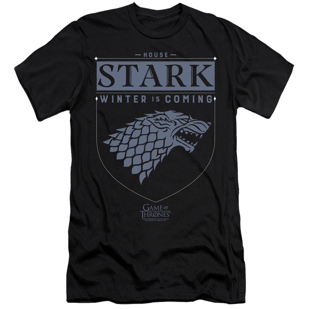 AN OFFCIALLY LICENSED GAME OF THRONES HOUSE STARK SIGIL MEN'S PREMIUM SLIM FIT T-SHIRT BLACK