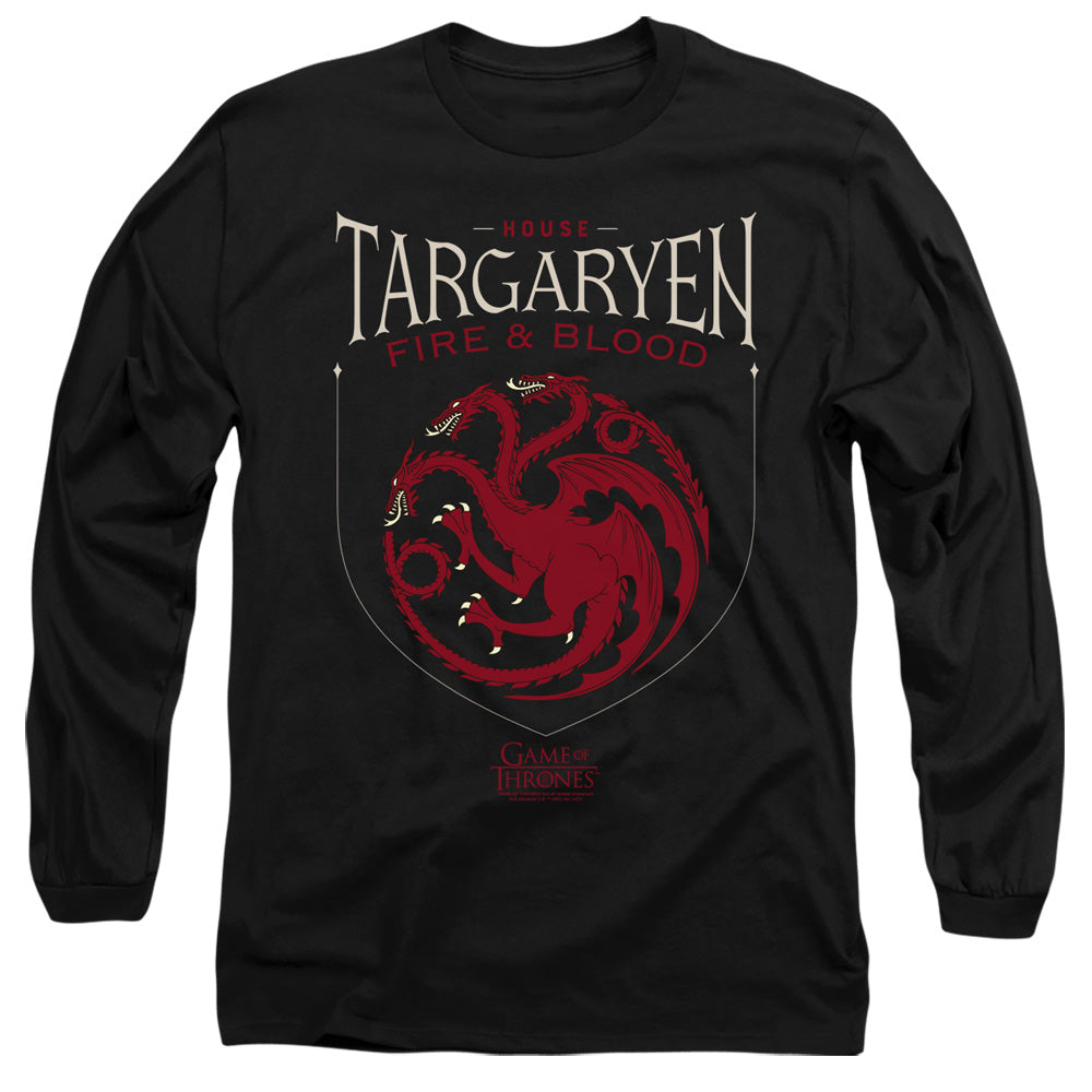 AN OFFCIALLY LICENSED GAME OF THRONES HOUSE TARGARYEN SIGIL MEN'S LONG SLEEVE T-SHIRT BLACK