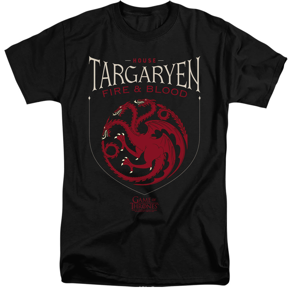 AN OFFCIALLY LICENSED GAME OF THRONES HOUSE TARGARYEN SIGIL MEN'S TALL FIT T-SHIRT BLACK