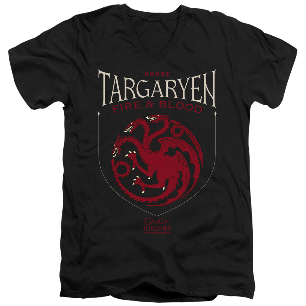 AN OFFCIALLY LICENSED GAME OF THRONES HOUSE TARGARYEN SIGIL MEN'S V-NECK T-SHIRT BLACK