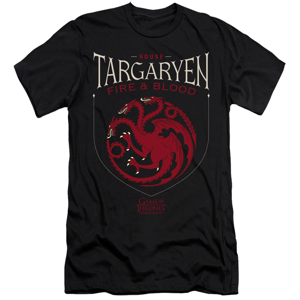 AN OFFCIALLY LICENSED GAME OF THRONES HOUSE TARGARYEN SIGIL MEN'S PREMIUM SLIM FIT T-SHIRT BLACK