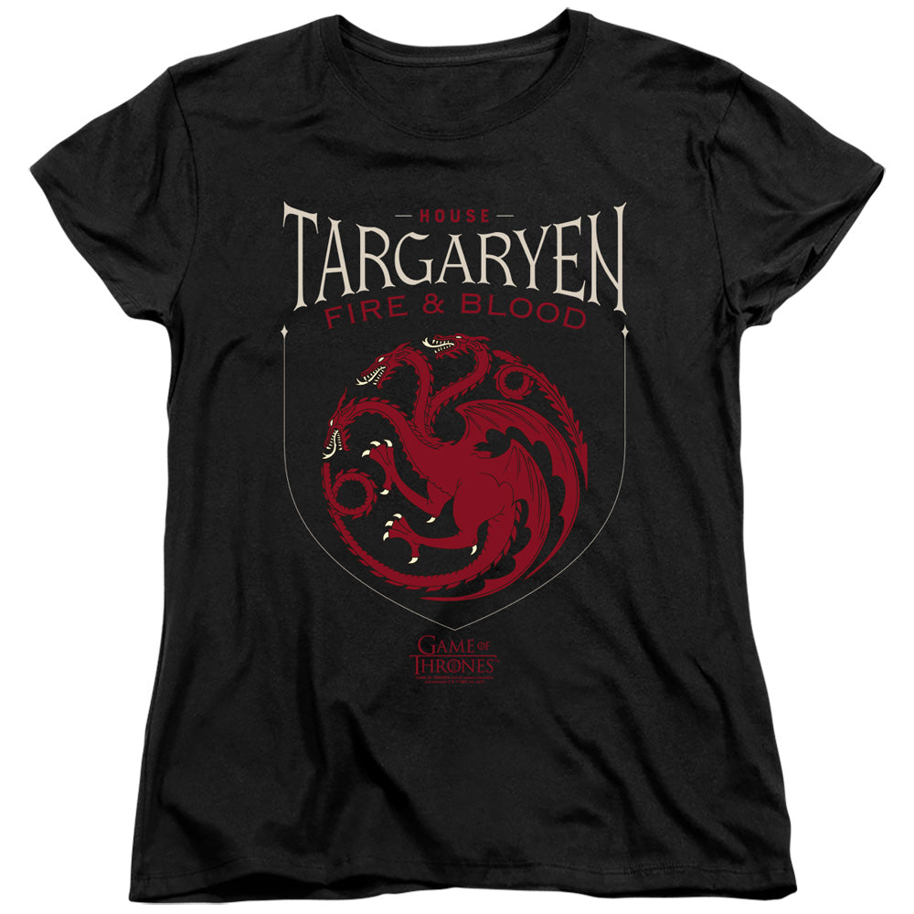 AN OFFCIALLY LICENSED GAME OF THRONES HOUSE TARGARYEN SIGIL WOMEN'S REGULAR FIT T-SHIRT BLACK