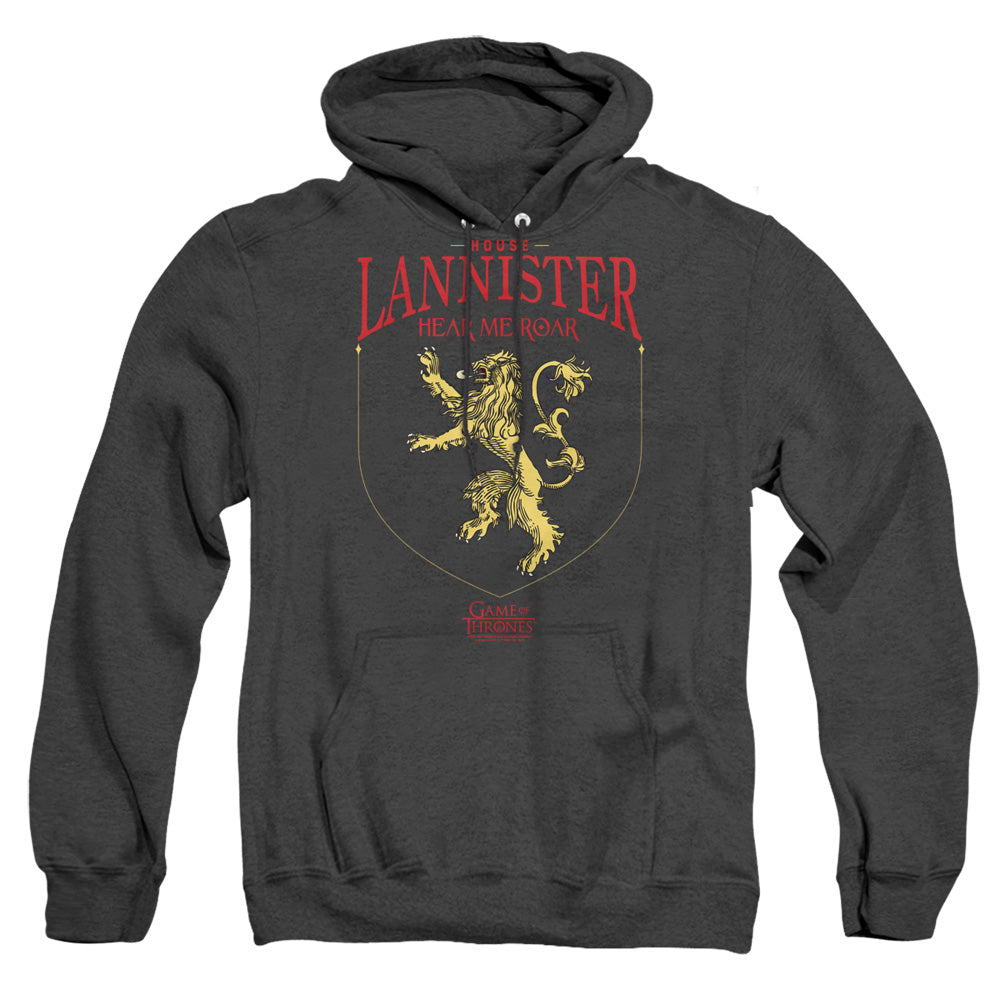 AN OFFCIALLY LICENSED GAME OF THRONES HOUSE LANNISTER SIGIL ADULT UNISEX HEATHER PULLOVER HOODIE BLACK