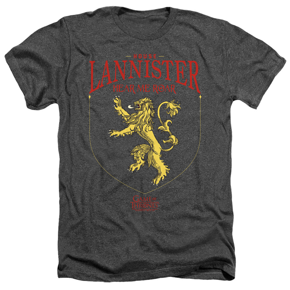 AN OFFCIALLY LICENSED GAME OF THRONES HOUSE LANNISTER SIGIL MEN'S HEATHER T-SHIRT CHARCOAL