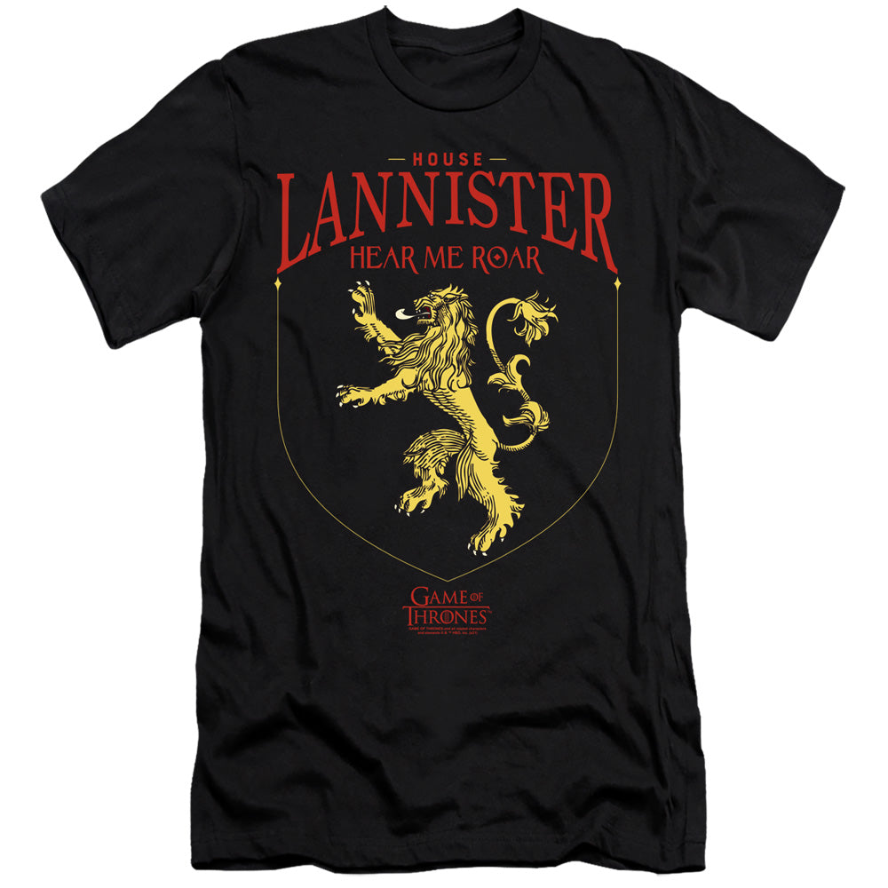 AN OFFCIALLY LICENSED GAME OF THRONES HOUSE LANNISTER SIGIL MEN'S PREMIUM SLIM FIT T-SHIRT BLACK