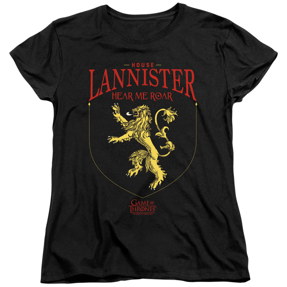 AN OFFCIALLY LICENSED GAME OF THRONES HOUSE LANNISTER SIGIL WOMEN'S REGULAR FIT T-SHIRT BLACK