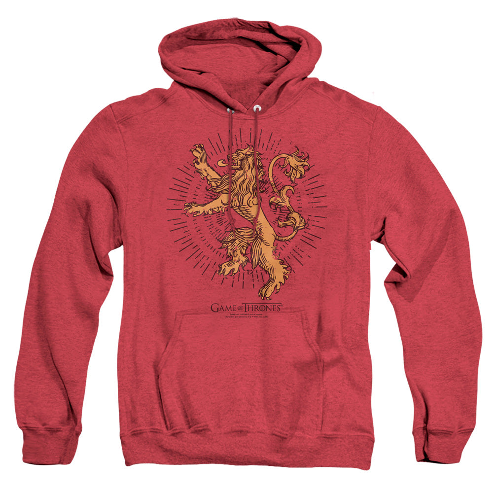 AN OFFCIALLY LICENSED GAME OF THRONES LANNISTER BURST SIGIL ADULT UNISEX HEATHER PULLOVER HOODIE RED