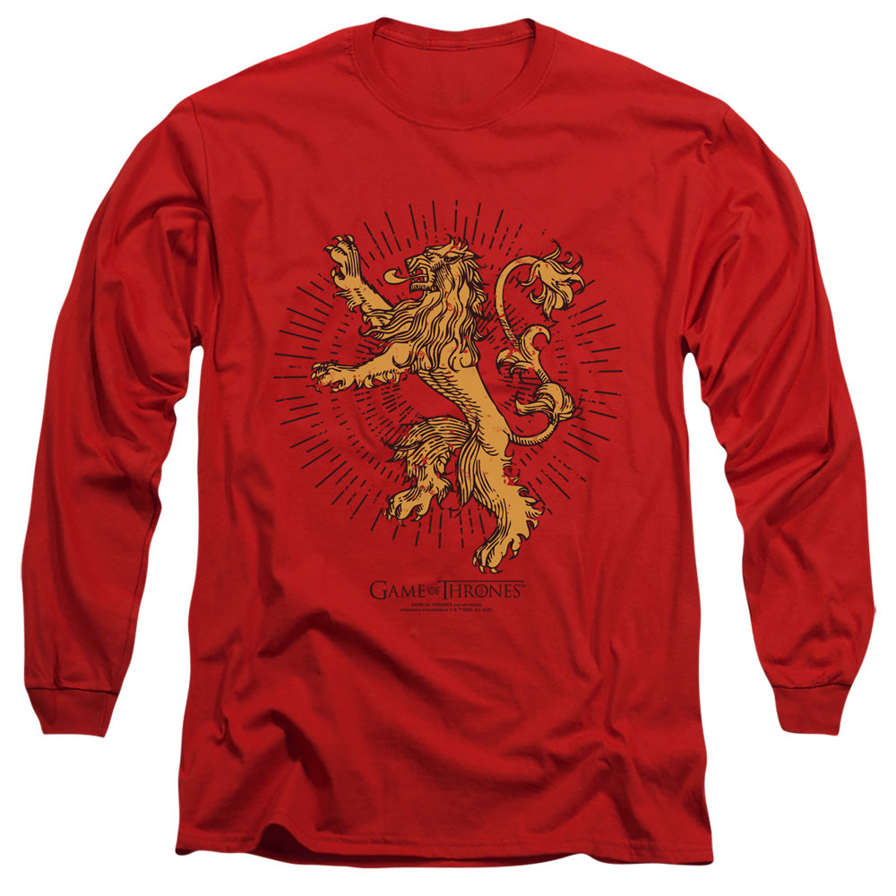 AN OFFCIALLY LICENSED GAME OF THRONES LANNISTER BURST SIGIL MEN'S LONG SLEEVE T-SHIRT RED