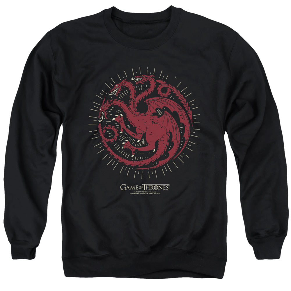 AN OFFCIALLY LICENSED GAME OF THRONES TARGARYEN BURST SIGIL ADULT UNISEX CREWNECK SWEATSHIRT BLACK