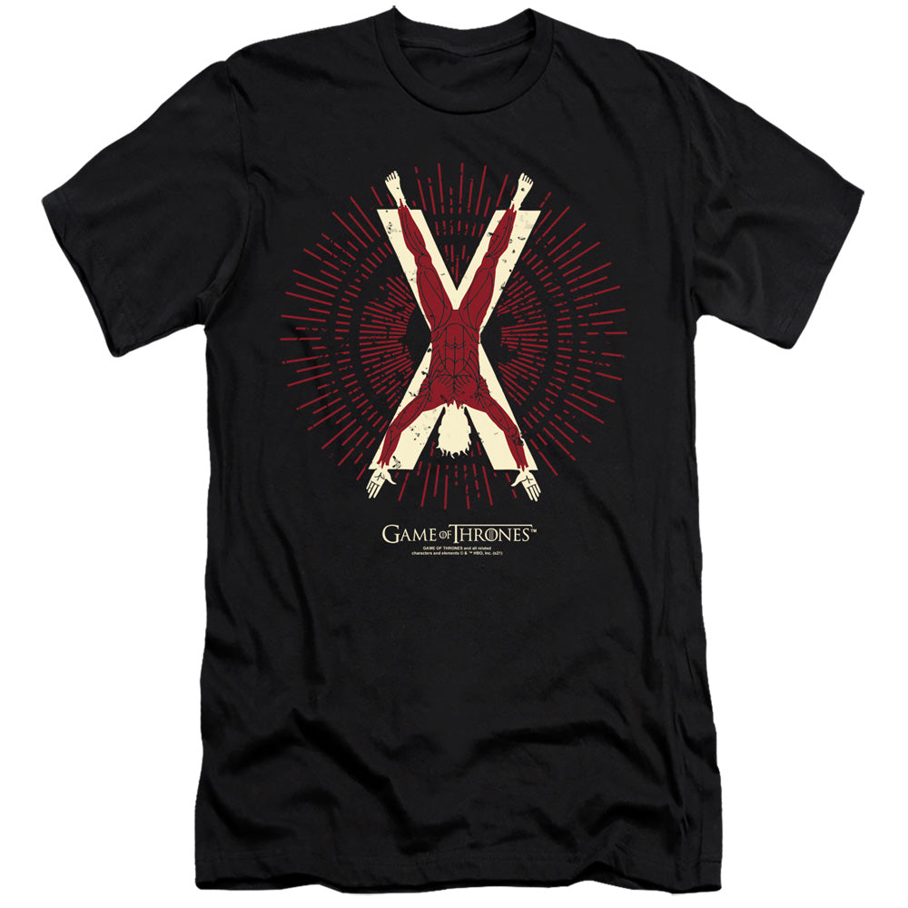 AN OFFCIALLY LICENSED GAME OF THRONES BOLTON BURST SIGIL MEN'S PREMIUM SLIM FIT T-SHIRT BLACK
