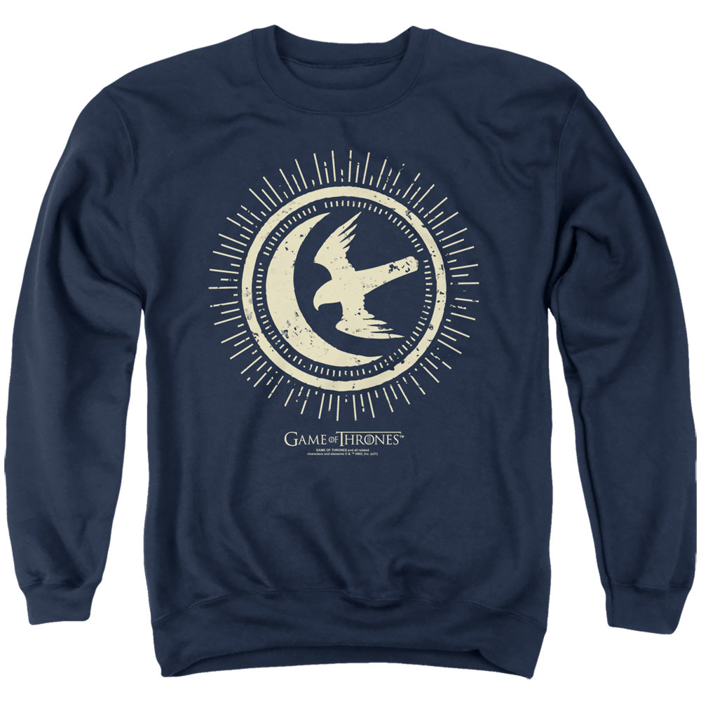 AN OFFCIALLY LICENSED GAME OF THRONES ARRYN BURST SIGIL ADULT UNISEX CREWNECK SWEATSHIRT NAVY