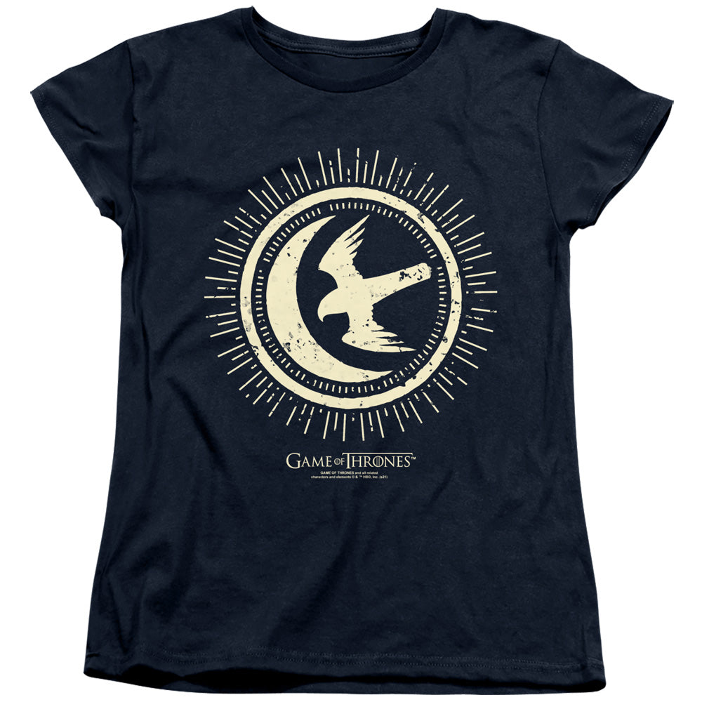 AN OFFCIALLY LICENSED GAME OF THRONES ARRYN BURST SIGIL WOMEN'S REGULAR FIT T-SHIRT NAVY
