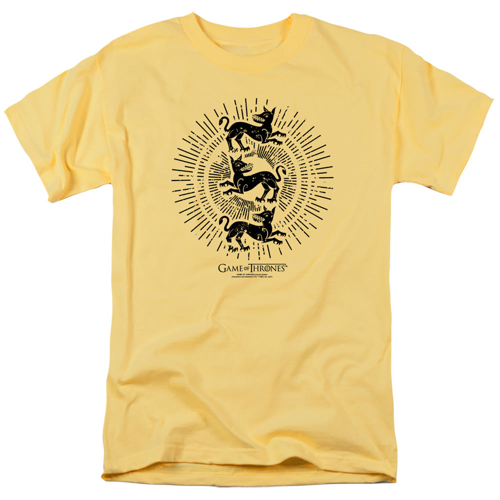 AN OFFCIALLY LICENSED GAME OF THRONES CLEGANE BURST SIGIL MEN'S REGULAR FIT T-SHIRT BANANA