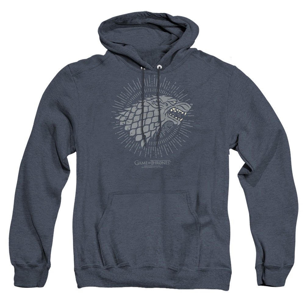 AN OFFCIALLY LICENSED GAME OF THRONES STARK BURST SIGILS ADULT UNISEX HEATHER PULLOVER HOODIE NAVY