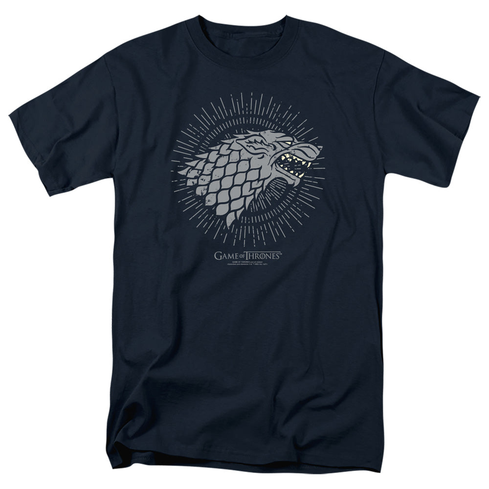 AN OFFCIALLY LICENSED GAME OF THRONES STARK BURST SIGILS MEN'S REGULAR FIT T-SHIRT NAVY