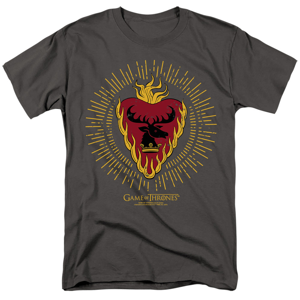 AN OFFCIALLY LICENSED GAME OF THRONES STANNIS BARATHEON BURST SIGILS MEN'S REGULAR FIT T-SHIRT CHARCOAL