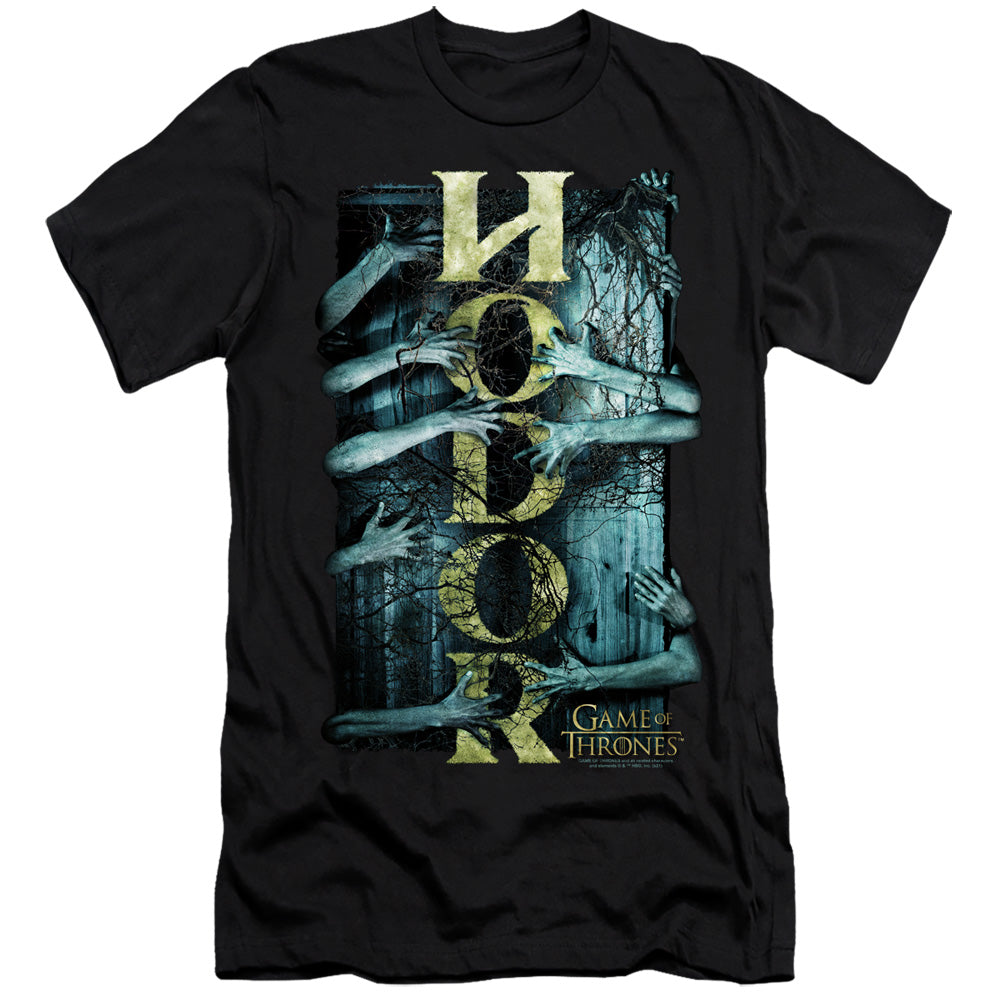 AN OFFCIALLY LICENSED GAME OF THRONES HODOR MEN'S PREMIUM SLIM FIT T-SHIRT BLACK