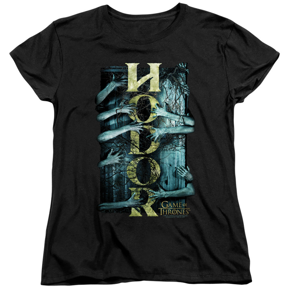 AN OFFCIALLY LICENSED GAME OF THRONES HODOR WOMEN'S REGULAR FIT T-SHIRT BLACK