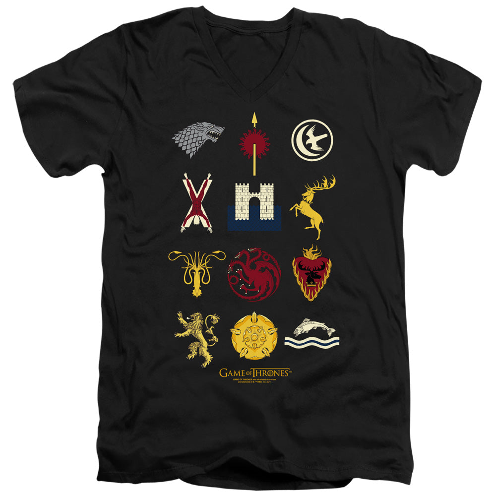 AN OFFCIALLY LICENSED GAME OF THRONES HOUSE SIGILS MEN'S V-NECK T-SHIRT BLACK