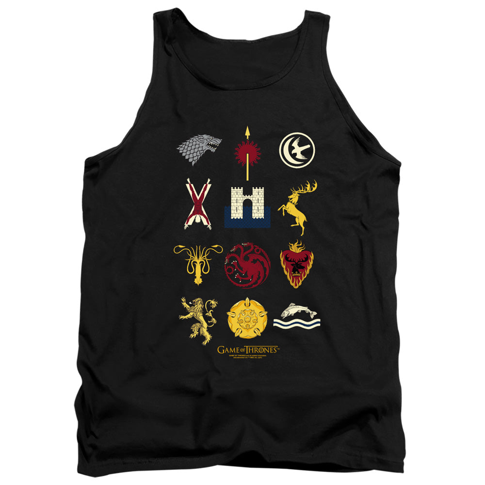 AN OFFCIALLY LICENSED GAME OF THRONES HOUSE SIGILS ADULT UNISEX TANK TOP BLACK