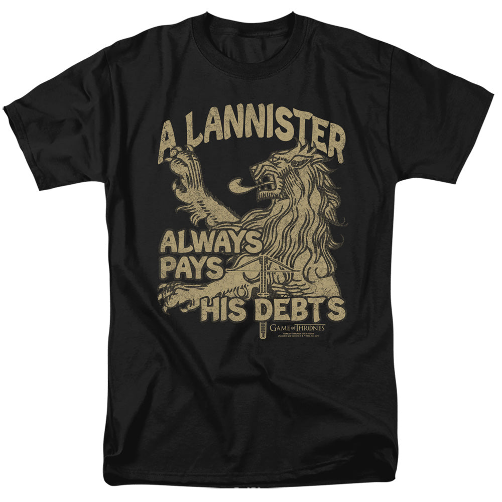 AN OFFCIALLY LICENSED GAME OF THRONES DEBTS MEN'S REGULAR FIT T-SHIRT BLACK