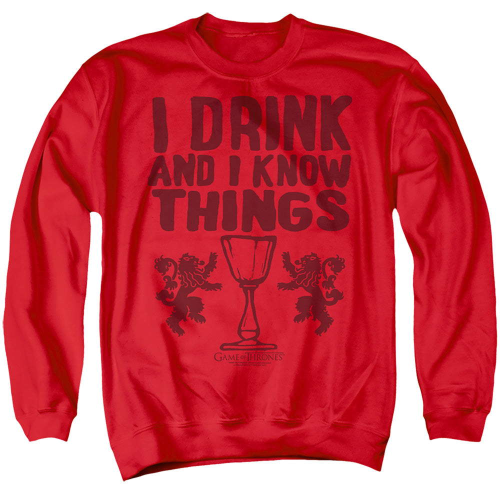 AN OFFCIALLY LICENSED GAME OF THRONES THE TYRION ADULT UNISEX CREWNECK SWEATSHIRT RED
