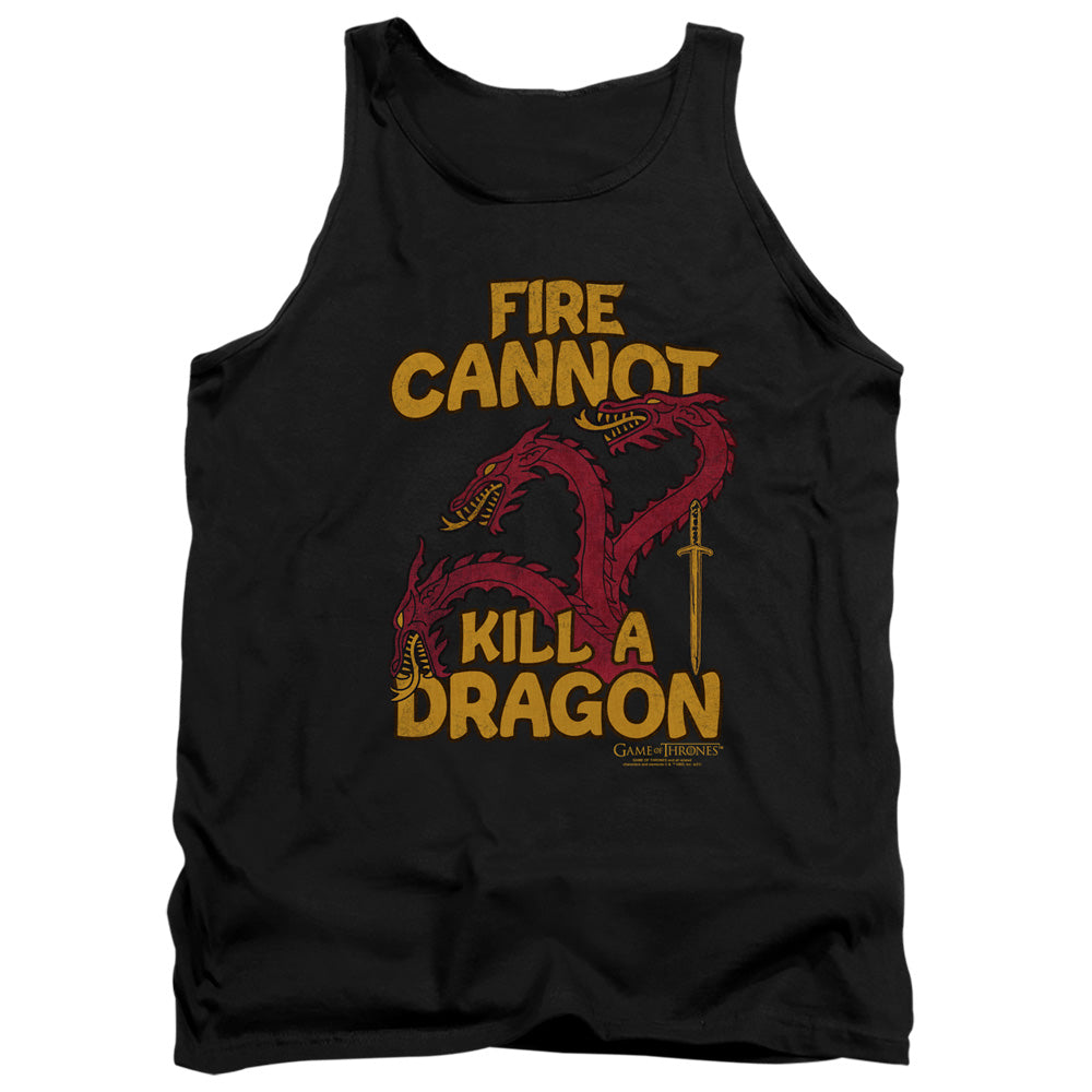 AN OFFCIALLY LICENSED GAME OF THRONES DRAGONS WITH FIRE ADULT UNISEX TANK TOP BLACK