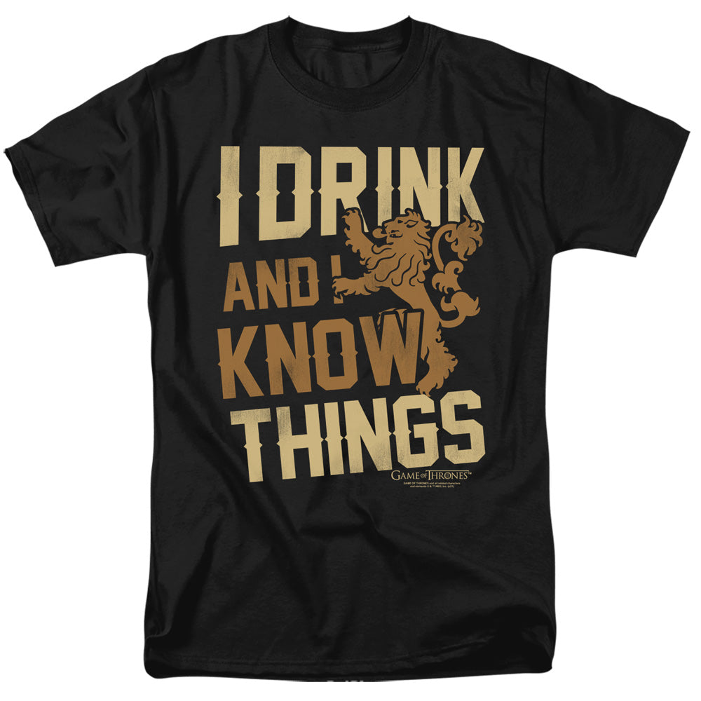 AN OFFCIALLY LICENSED GAME OF THRONES KNOW THINGS MEN'S REGULAR FIT T-SHIRT BLACK