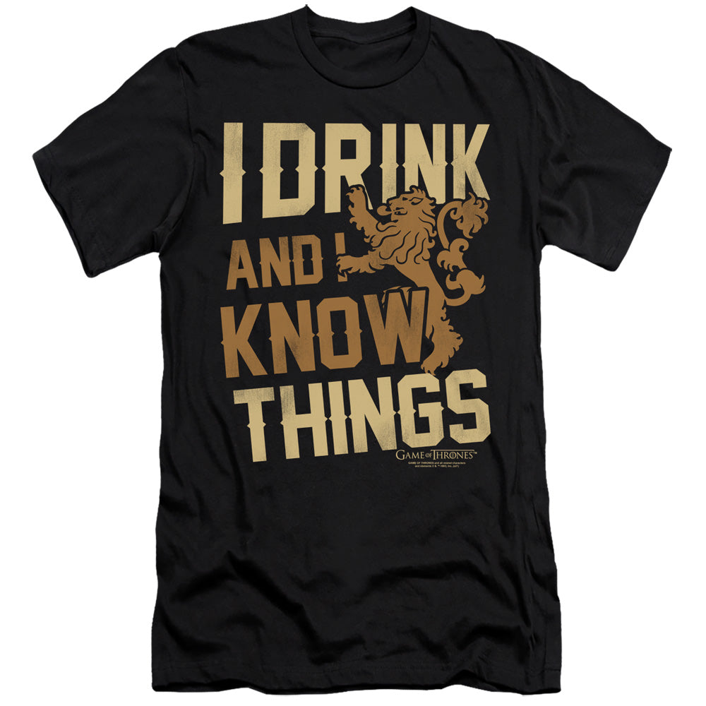 AN OFFCIALLY LICENSED GAME OF THRONES KNOW THINGS MEN'S PREMIUM SLIM FIT T-SHIRT BLACK