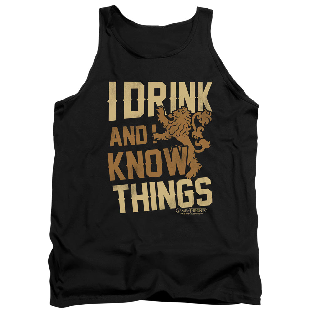 AN OFFCIALLY LICENSED GAME OF THRONES KNOW THINGS ADULT UNISEX TANK TOP BLACK