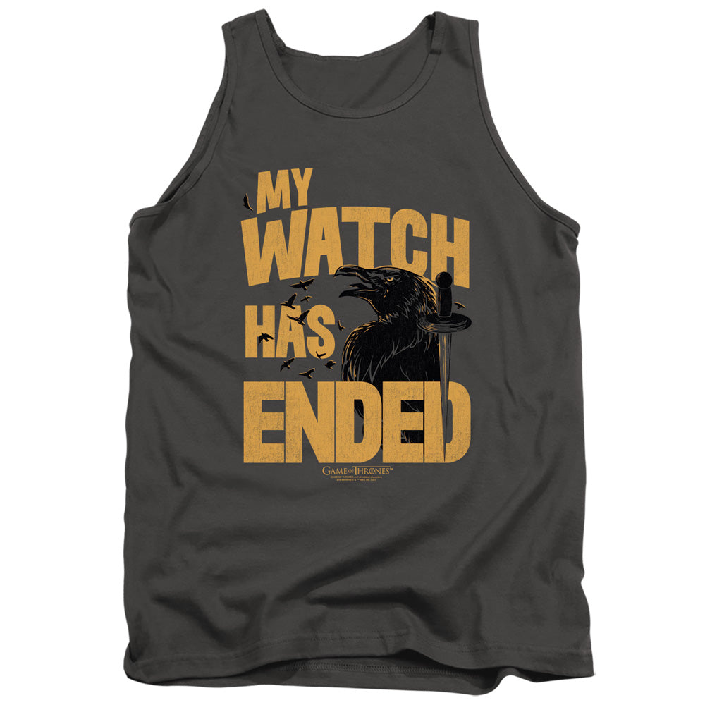 AN OFFCIALLY LICENSED GAME OF THRONES MY WATCH HAS ENDED ADULT UNISEX TANK TOP CHARCOAL