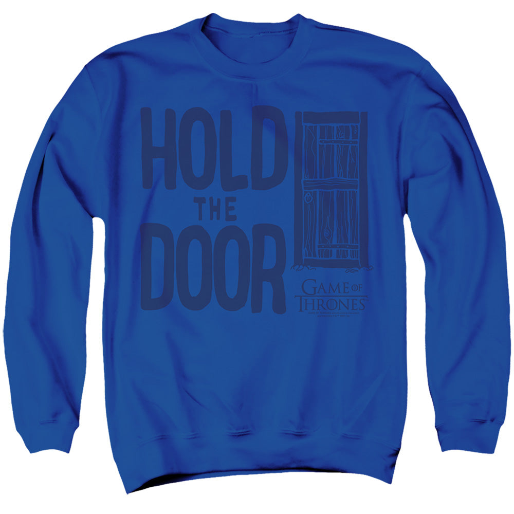 AN OFFCIALLY LICENSED GAME OF THRONES THE HODOR ADULT UNISEX CREWNECK SWEATSHIRT ROYAL