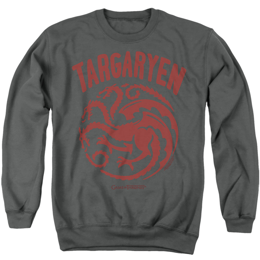 AN OFFCIALLY LICENSED GAME OF THRONES THE FIRE AND BLOOD ADULT UNISEX CREWNECK SWEATSHIRT CHARCOAL