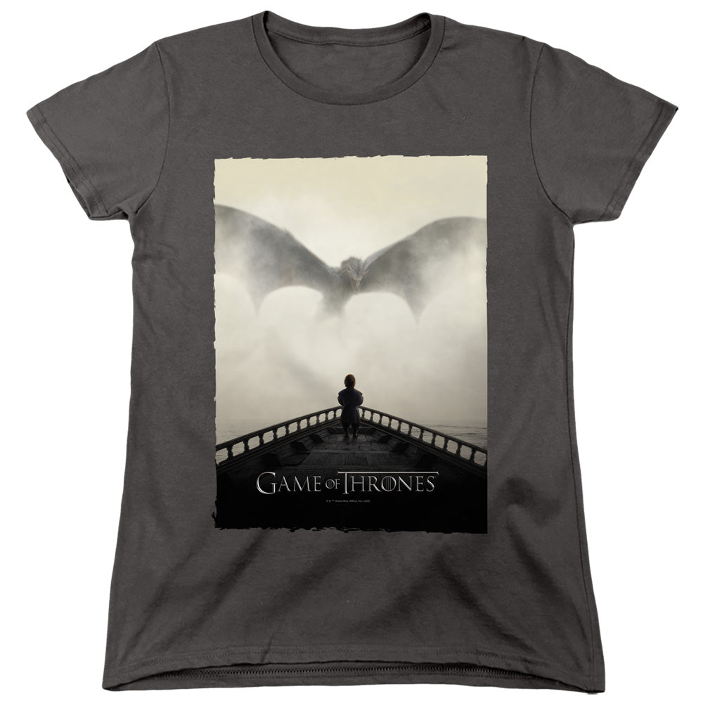 AN OFFCIALLY LICENSED GAME OF THRONES DRAGON 2 WOMEN'S REGULAR FIT T-SHIRT CHARCOAL