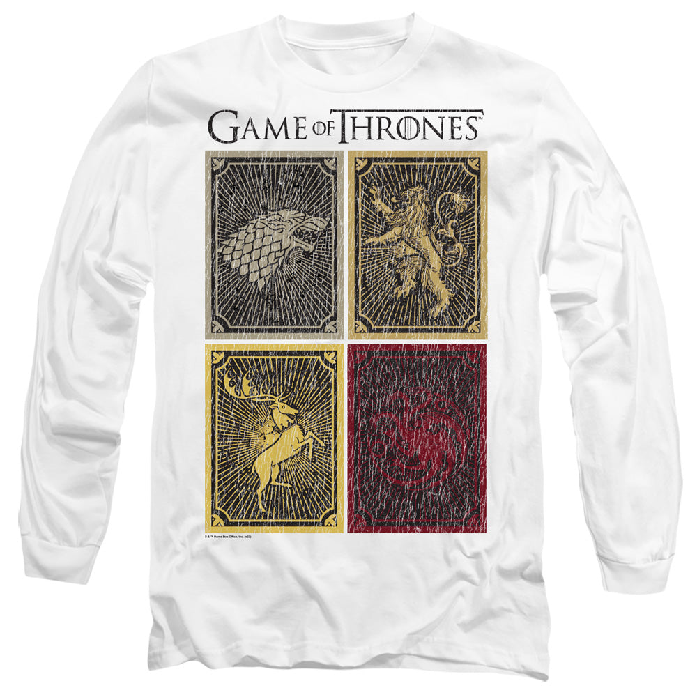 AN OFFCIALLY LICENSED GAME OF THRONES HOUSE SQUARES MEN'S LONG SLEEVE T-SHIRT WHITE