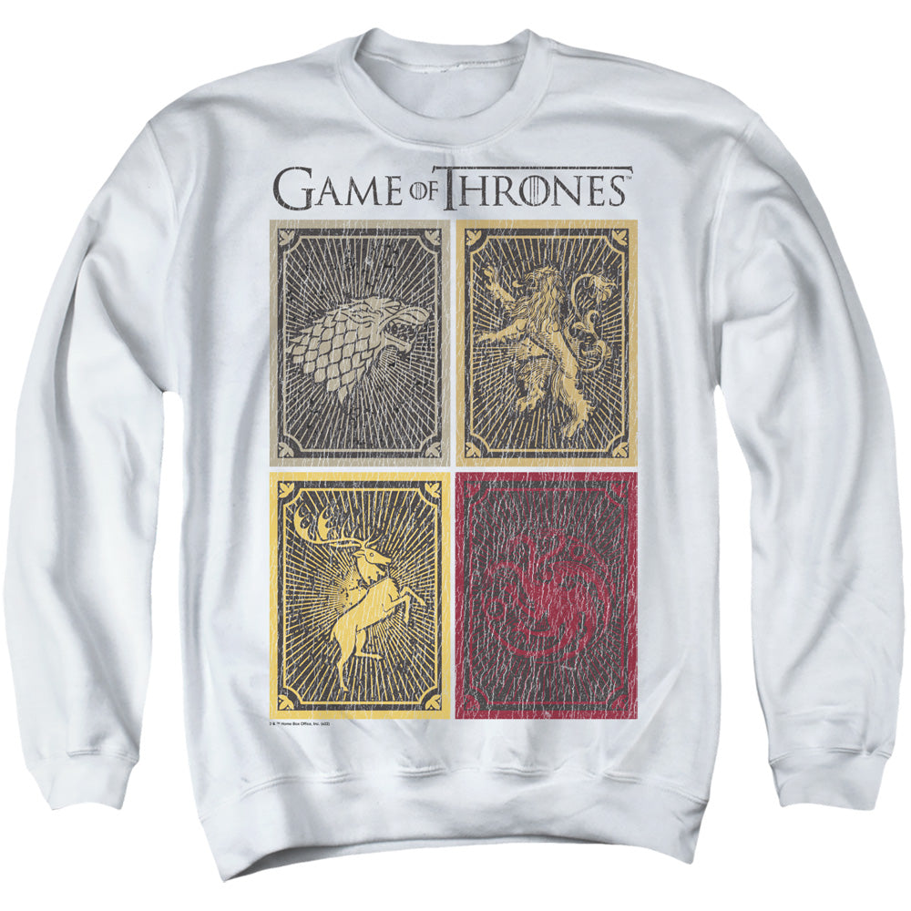 AN OFFCIALLY LICENSED GAME OF THRONES HOUSE SQUARES ADULT UNISEX CREWNECK SWEATSHIRT WHITE