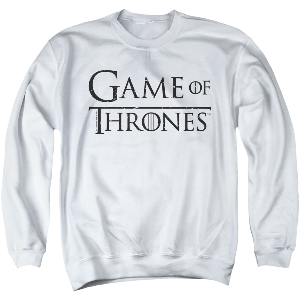 AN OFFCIALLY LICENSED GAME OF THRONES LOGO 2 ADULT UNISEX CREWNECK SWEATSHIRT WHITE