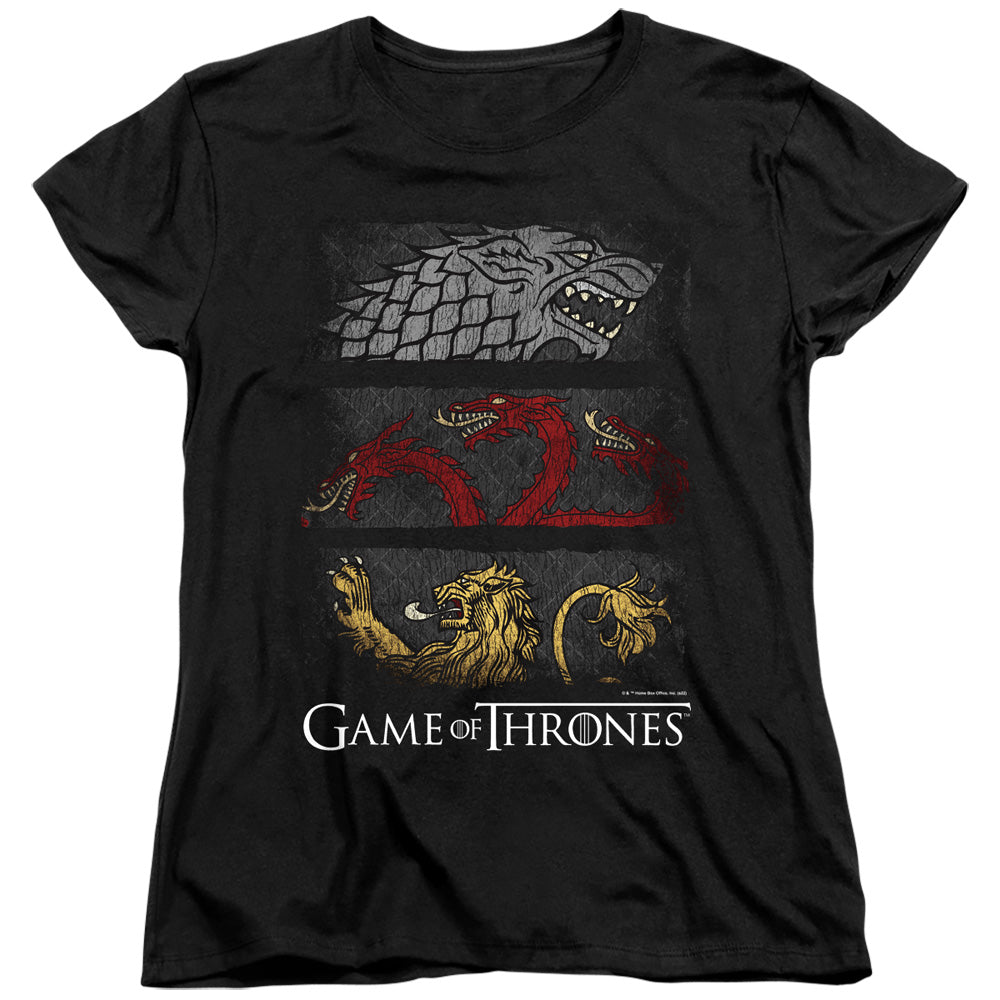 AN OFFCIALLY LICENSED GAME OF THRONES SIGIL BANNERS WOMEN'S REGULAR FIT T-SHIRT BLACK