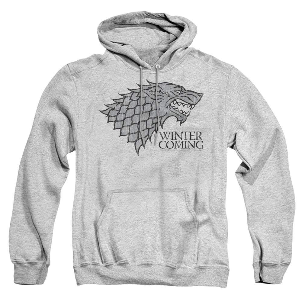 AN OFFCIALLY LICENSED GAME OF THRONES STARTK WINTER IS COMING ON GRAY ADULT UNISEX PULLOVER HOODIE ATHLETIC HEATHER
