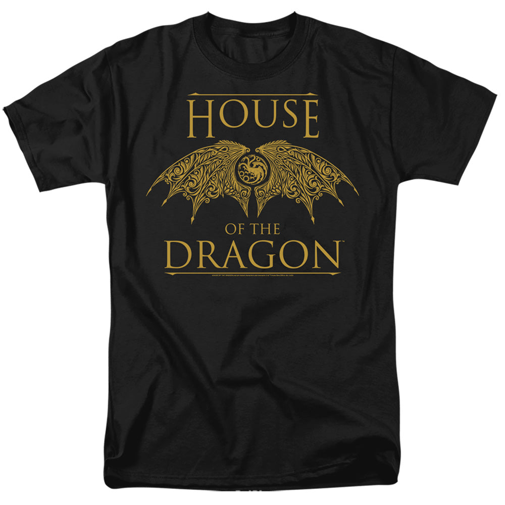AN OFFCIALLY LICENSED HOUSE OF THE DRAGON DRAGON WINGS MEN'S REGULAR FIT T-SHIRT BLACK