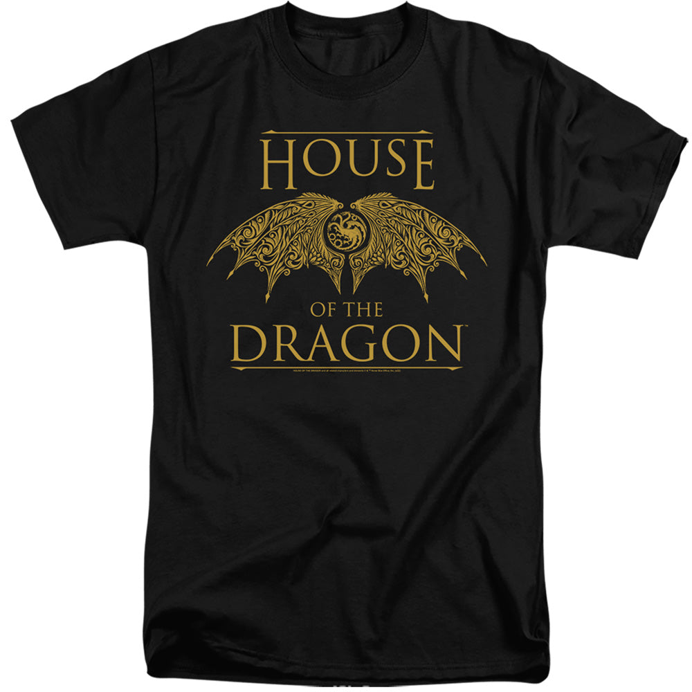 AN OFFCIALLY LICENSED HOUSE OF THE DRAGON DRAGON WINGS MEN'S TALL FIT T-SHIRT BLACK
