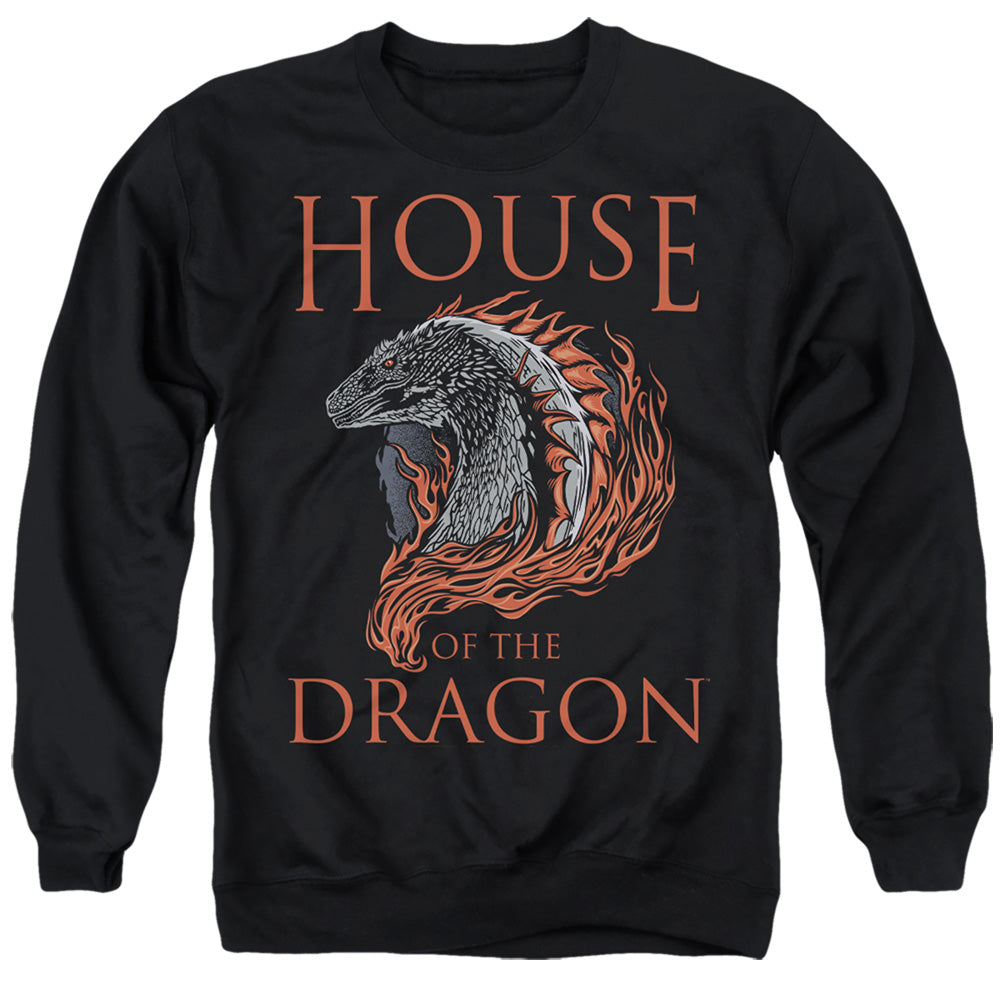 AN OFFCIALLY LICENSED HOUSE OF THE DRAGON HOD DRAGON ILLUSTRATION ADULT UNISEX CREWNECK SWEATSHIRT BLACK